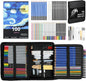 COOL BANK 76 Pack Art Supplies Sketching Kit with 100 Sheets 3-Color Sketchbook, Drawing Pencils Include Graphite Colored Charcoal Watercolor & Metallic Pencils, for Kids Adults Beginner Artists
