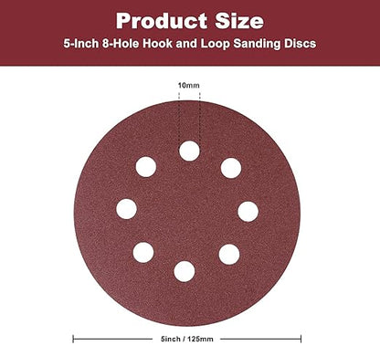 S SATC 150 PCS Sanding Discs 5-Inch 8-Hole Hook and Loop 320 Grit Sandpaper for Random Orbital Sander