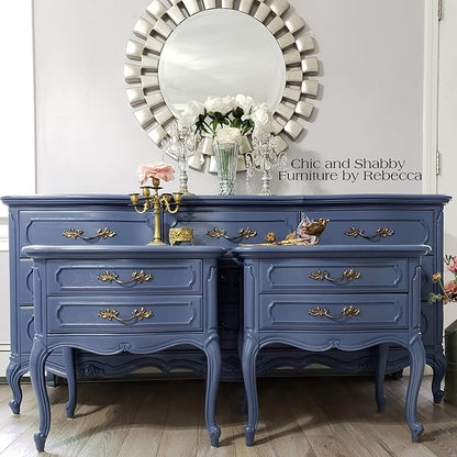 Dixie Belle Paint Company Chalk Finish Furniture Paint - Yankee Blue (8oz) - Matte Cool Navy Chic Chalk Mineral DIY Furniture Paint