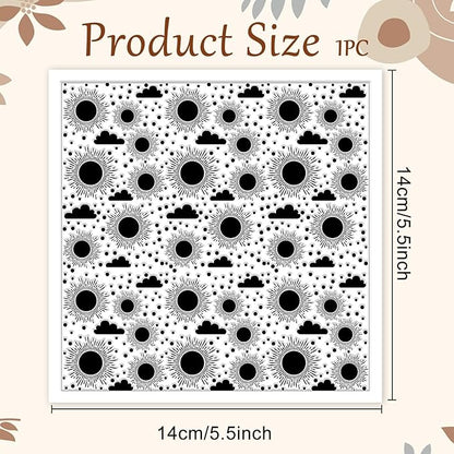 CHGCRAFT Sun and Cloud Polymer Clay Texture Sheets Geometric Pattern Silicone Texture Stamp Clay Texture Mat Modeling Pattern Pad Sheets for Jewelry and Earrings Tools, 5.5x5.5 inch