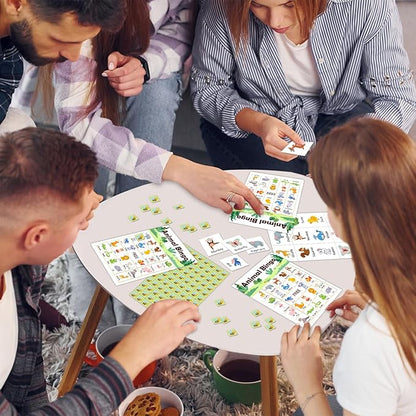 Jungle Animal Party Bingo Game Cards(24 Players), Gender Reveal Themed Bingo Card for Family Friend Adult, Large Group Holiday Neutral Gender Reveal Party Activity Favor Decoration Supplies -010