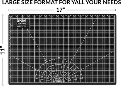 XNM Premium Self Healing Cutting Mat - 12 Inches by 18 inches - A3, 3 Layer Quality PVC Construction - Dual Sided, Imperial and Metric Grid Lines - Perfect for Cutting, Sewing, and Crafts