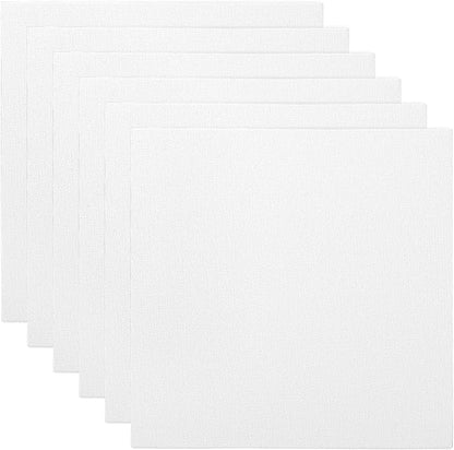 PATIKIL 10x10 Canvas Boards for Painting, 6 Pack 100% Cotton Square Triple Primed Stretched Blank Art Canvas Panel Bulk Thin for Acrylic, Oil, Tempera Paints, White