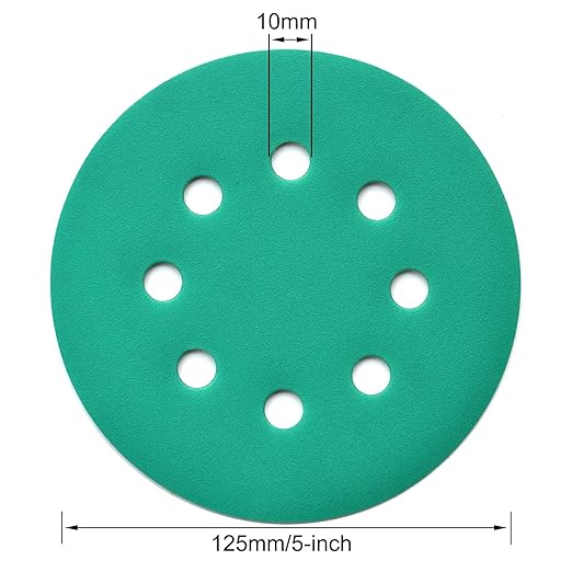 5-Inch 8-Hole Wet Dry Sanding Discs 320 Grit, Polyester Film Backed Heavy-Duty Hook and Loop Sandpaper for Random Orbital Sander, 50-Pack
