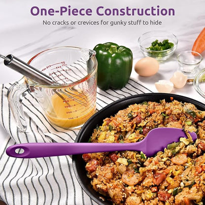 Heat Resistant Silicone Spatula Set: U-Taste 600ºF High Temp Seamless Food Grade Utensil, Flexible Rubber Silicon Kitchen Cooking Mixing Baking Scraper for Nonstick Cookware Set of 4 (Purple)