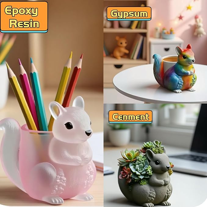 Animal Resin Molds Silicone 3D Cute Epoxy Resin Plaster Candle Holder Wax Molds for Candle Making, Art Crafts DIY Unique Display Home Decor