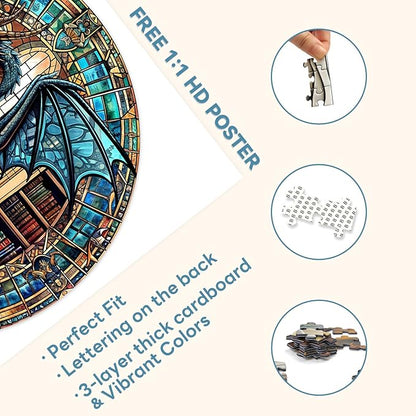Round Puzzles for Adults 1000 Pieces, Hard Difficult Challenging Puzzles for Adults, Dragon's Library Jigsaw Puzzles 1000 Pieces for Seniors, 3D Visual Flat Puzzle (26.6 x 26.6in)