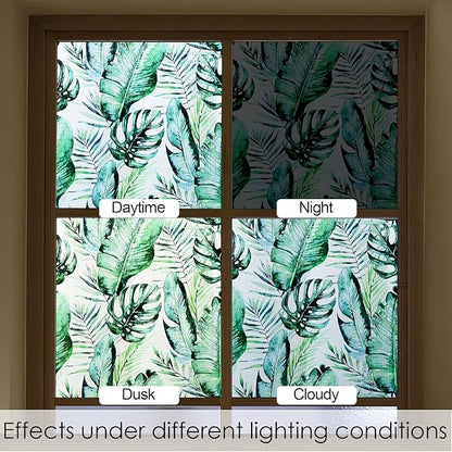DKTIE Nature Pattern Rainbow Window Film Decorative Stained Glass Window Film Static Cling Films Easy Apply Removable Comes with Tools (U560-Reeded Glass, 17.7" x 78.7")