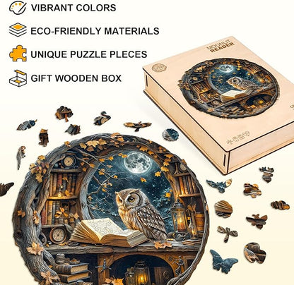 Wooden Puzzles for Adults, Moonlit Owl Puzzles, Wood Adult Puzzle, Birthday Gifts for Puzzle Lover (L-13.4 * 13.4 in 270pcs)