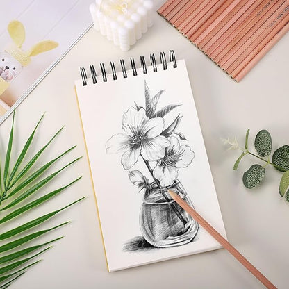 A5 Sketch Book, Mixed Media Sketchbook 60 Sheets, 98lb/160gsm Heavyweight Spiral Artist Sketch Pad for Sketching Drawing, Pastel, Acrylic, Craft, Ideal Gift