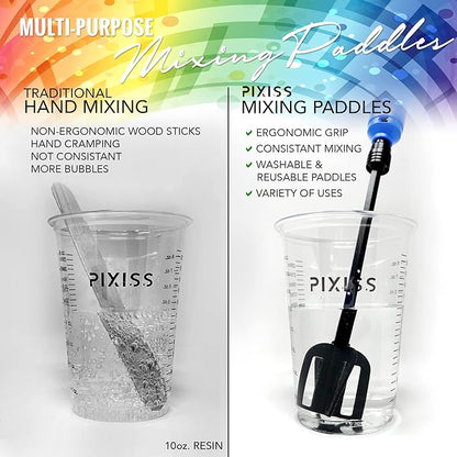 Resin Mixer Epoxy Mixer Paddles - 12 Plastic Pixiss Multipurpose Bidirectional Paint Stirrer for Drill Epoxy & Paint Mixer Drill Attachment - Paint Stirrers Epoxy Stirrer - Paint Mixer for Drill
