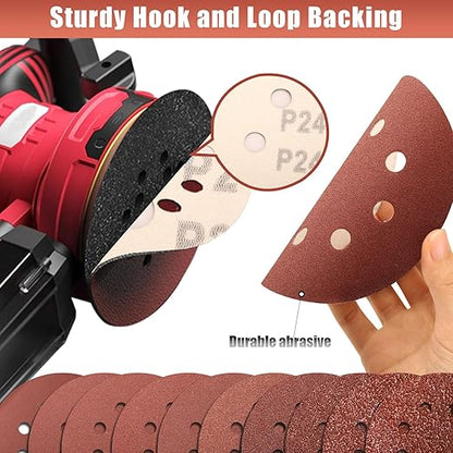 240 Grit 5 Inch Sanding Discs Hook and Loop Sandpaper, 150 PCS 8 Hole Adhesive Fine Sand Paper for Random Orbital Sander