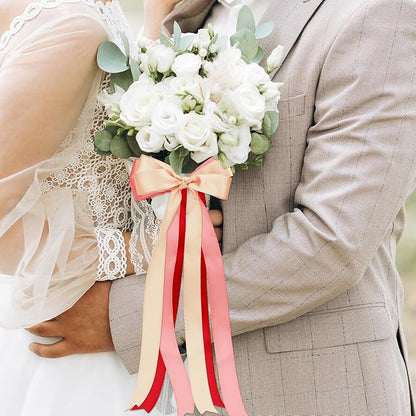 1-1/2 Inch Red Satin Ribbons for Crafts, 6 Rolls Single-Faced Red Assorted Ribbons for Gift Wrapping Flower Bouquet Wedding Invitations Bridal Shower Hair Bows Garland Party Decor
