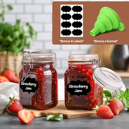 ComSaf Small Glass Jars with Airtight Lid Set of 6, Spice Jars 8 oz, Mason Jars 8 oz, Small Canning Jar, 8oz Jars with Lids for Kitchen, Jam, Jelly, Honey, Herb, Candy, Beans, Dessert, Sugar, Parfait