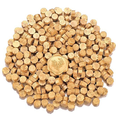 Yoption 360Pcs Light Gold Sealing Wax Beads, Vintage Wax Seal Beads for Embellishment of Wedding Invitation, Envelope, Gift Wrapping, Wine Package