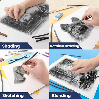 Pacific Arc Artist Vine Charcoal, Soft, Black 12 Pieces, Artist Vine Charcoal Sticks, Extra Soft and Smooth Drawing Charcoal