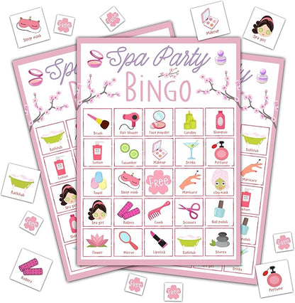 Spa Bingo Game, Sleep Over Party Games Bingo Cards for Adults, Slumber Party Games, Birthday Bingo, Spa Party Favors Supplies Decorations, 24 Players Bingo Game (B05)