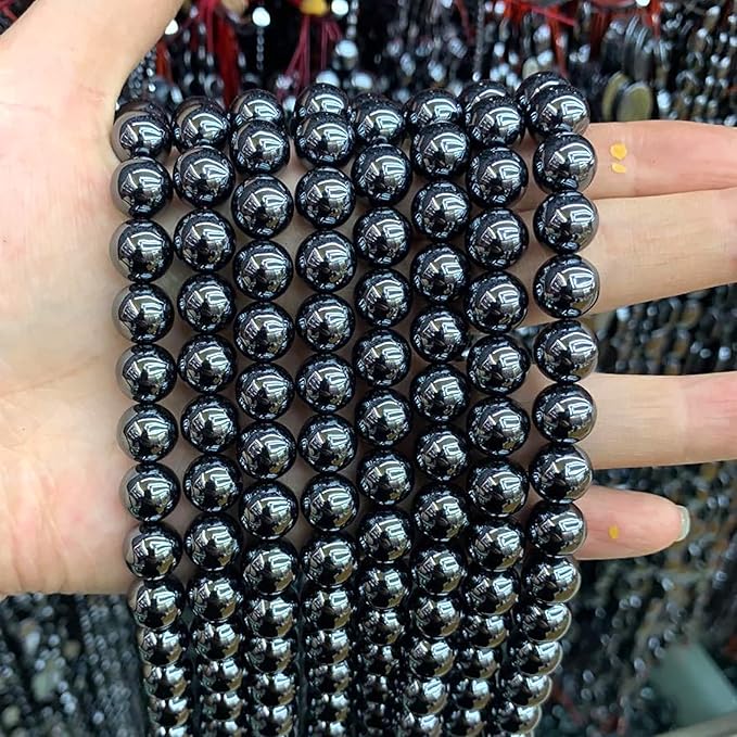 38pcs 10mm AAA Black Hematite Beads Natural Stone Gemstone Round Loose Beads for Jewelry Making DIY Bracelets Necklace Earrings