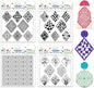 CHGCRAFT 4 Pcs Rhombus Pattern Polymer Clay Texture Sheets Abstract Art Silicone Texture Stamp Rhombus Flowers Modeling Pattern Pad Sheets for Jewelry and Earrings Tools, 5.5x5.5 inch