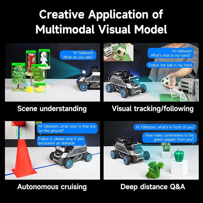 Yahboom Raspberry Pi 5 8GB for AI Robot Car,Supports RVIZ Simulation ROS2,TOF Lidar,SLAM Mapping Navigation, Tracking and Obstacle Avoidance (Superior Ver with Pi5-8GB)