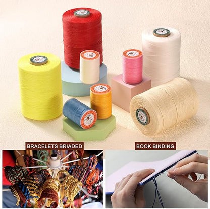 uxcell Round Leather Sewing Waxed Thread, 55m / 60 Yards Polyester Wax String, 0.80mm Wax Stitching Cord for Leather Crafts, Bookbinding, Bracelets Braided, Light Green, 2pcs