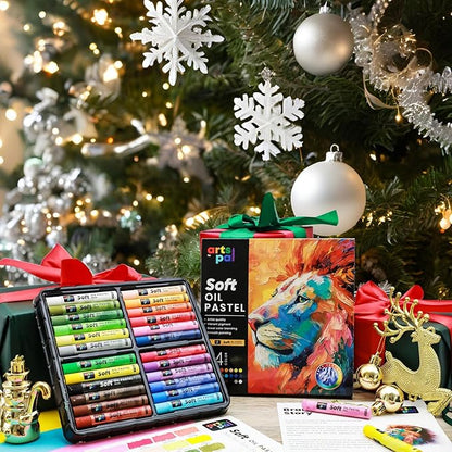 Soft Oil Pastels Set, 24 Vibrant Colors, Oil Pastel Crayons for Artists, Beginners, Teachers, Students, Great Blending and Layering for Art Supplies, Art Painting, Drawing (10 x 70 mm)