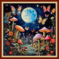 Disxvivy Cross Stitch Stamped Full Embroidery Kits DIY 11CT Cotton Thread Printed DIY Needlepoint Kits Craft Needlework Set Cross-Stitch Stamped Sets-Moon Mushroom 18x18 inch