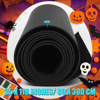 Frienda 35 x 118 Inch EVA Foam Sheet Black EVA Halloween Cosplay Costumes 2 mm Thick Large Foam Padding Roll for Halloween Cosplay Armor DIY Craft Projects