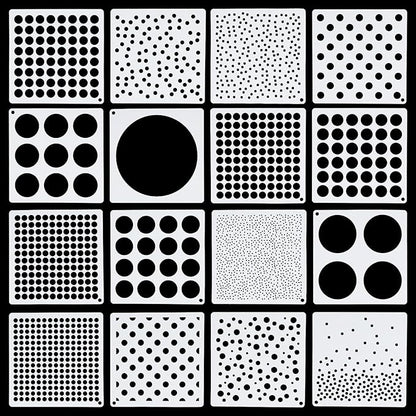 16 Pcs Circle Stencils for Drawing,Polka Dot Stencils Round Geometric Stencil for Painting Mixed Media Assorted Size Circle Stencil for Painting On DIY Card Wood Furniture Pillow Wall Scrapbook
