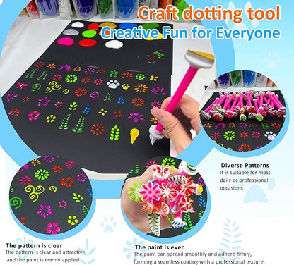 GEOCCI Flower Petal Tools for Dot Painting，50 Petal Shapes Dotting Tool，Mandala Dot Art Tools for Rocks，Embosssing Tools for Painting Dots （Pink）