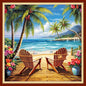 DMCVIVR Stamped Cross Stitch Kits for Adults Beginners Embroidery Kits 11CT Needlepoint Kits Cross Stitch Patterns Embroidery Patterns&Seaside Scenery 18x18 inch