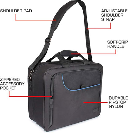 USA Gear XL Trading TCG MTG Deck Box Bag Travel Case - Large MTG Card Storage Bag with Padded Shoulder Strap, Customizable Interior, Weather Resistant - Fits Deck Boxes & Sleeved Cards - Blue