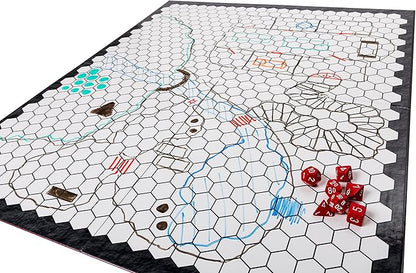 The Authentic Role-Playing Game Board by Hexers, Mat Alternative, Compatible with Dungeons and Dragons D&D DND Pathfinder RPG, 27x23 inches, 1 inch Square and Hexes Battle Grid, Foldable & Dry Erase