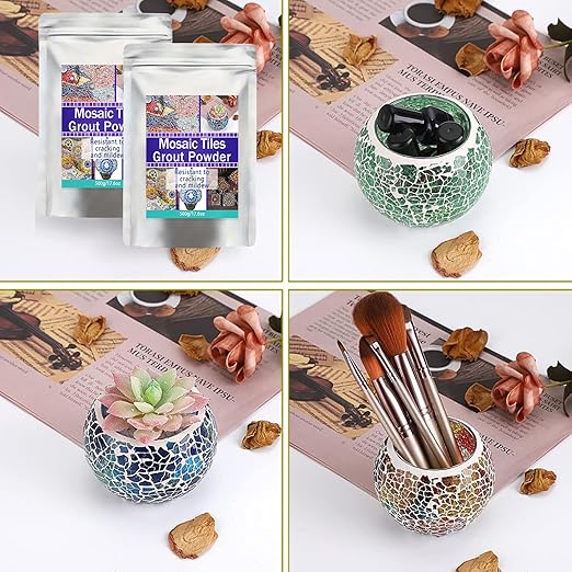 Mosaic Grout, Mosaics Tile Tools, Mosaic Tile Accessories – Essential for Handmade Grouting and Perfect for DIY Craft Projects (White, 250G)