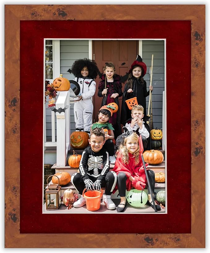 Pack of Ten Acid Free 8x10 Mats Bevel Cut for 5x8 Photos - Bright Red Suede Precut Matboards With Backing Boards and Self Seal Photo Mat Bags For Pictures, Photos, Framing - 4-ply Thickness