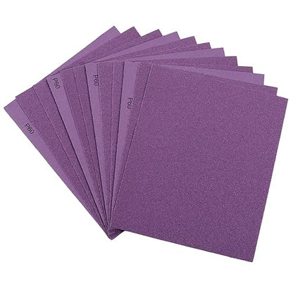 Sandpaper 60 Grit, Wet Dry Sanding Sheets 9 x 11 Inch, Advanced White Fused Alumina Abrasive Sander Paper for Wood Furniture Finishing, Metal Sanding, Automotive Polishing, Purple,12-Sheets