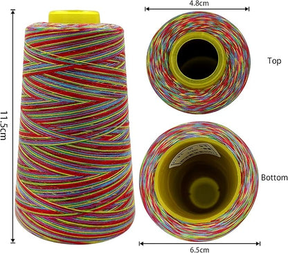 Tortoise 4 Cones of 3000 Yards Each Spool Thread for All Purpose, Serger, Overlock, Quilting, Sewing Machine - 40S/2 Rainbow-4