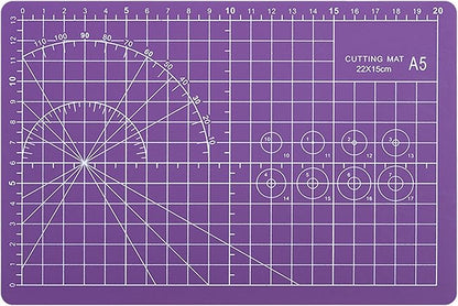 A5 Cutting Mat, Self Healing Sewing Mat, Craft Mat Double Sided 3-Ply Craft Cutting Board for Sewing Crafts Leather Fabric Scrapbooking Project Art Supplies, 8.6“ x 5.9”, Purple
