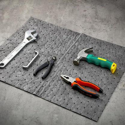 Hoolerry Oil Absorbent Pads Weight Dimpled Pad Garage Accessories Water Absorbent Mat Oil Spill Mat for Absorbing Protecting Home Garage Basement (13.5 x 17.5 Inch,Gray,30 Pcs)