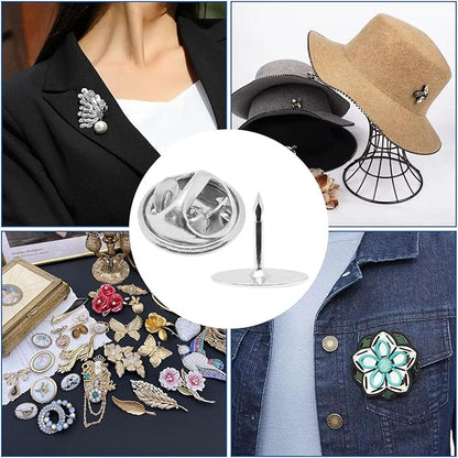 50 Set Pin Backs, Blank Pins Scatter Butterfly Clutch Pin Holder Enamel Pin Locking Backs Tie Tacks Jewelry Pin Backings Clasp for Brooch Lapel Hat Uniform Badges Tie Tack (10mm, Silver)