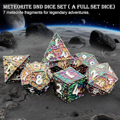 Haxtec DND Dice Set Metal Dice Compatible with Dungeons and Dragons D&D Gift TTRPG Rainbow Polyhedral Dice