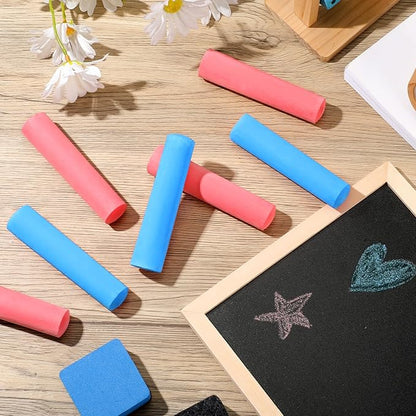 Fulmoon 40 Pcs Jumbo Sidewalk Chalk for Kids Outdoor Art Non Toxic Large Washable Street Chalk for Adults Drawing Painting Classroom(Red, Blue,Round Style)