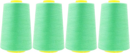 Mandala Crafts 4 Pack of Serger Threads Cones Spools - 40S/2 24000 Yards Polyester Seafoam Green Threads for Sergers Machine and Overlock Quilting Sewing Machine
