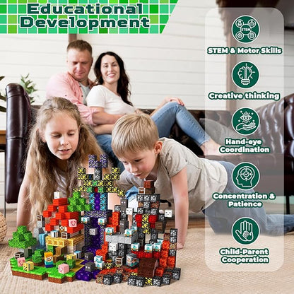 150 PCS Magnetic Blocks - Magnetic Building Block for Kids Ages 4-8 8-12, Magnet Blocks Cubes Tiles Constructions Toy for Girl Boy, STEM Montessori Stacking Toy, Sensory Play Halloweens Birthday Gifts