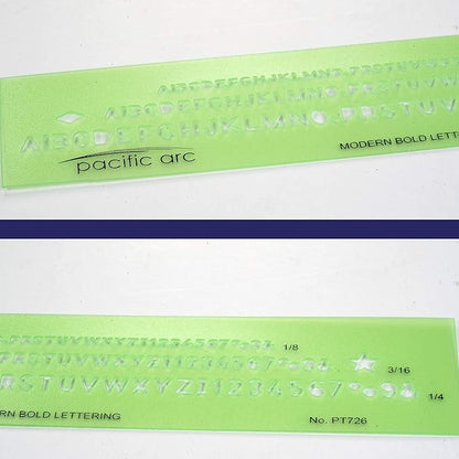 Pacific Arc Modern Bold Lettering Template Guide, with 1/8 to 1/4 Inch Letters