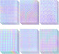 36 Sheets Holographic Sticker Paper, Clear Vinyl Laminate Film for Stickers Self-Adhesive, Transparent Overlay Lamination Sticker Paper Waterproof, 6 Patterns-8.5x11 Inch