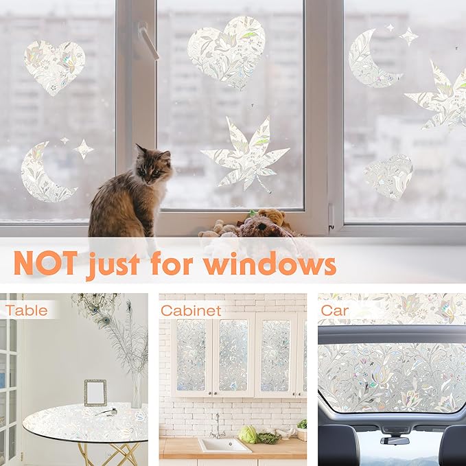 Hilarious Tulip Window Cling, Stained Glass Static Stickers Decorative for Windows, Removable Window Covering Vinyl, Non-Adhesive Stickers (29.5'' x 78.7'')