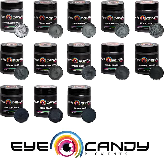 Eye Candy Pigments Premium Grey Mica Powder - Katana Grey (50gr) - for Epoxy, Resin, Soap, Paint, Woodworking, Acrylic Pouring, Bath Bombs, Fishing Lures - DIY Arts and Crafts Additive