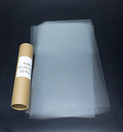 20PCS 4 Mil 12 X 24 Inch Clear Plastic Sheets, Blank Mylar Stencil Sheets,Clear Acetate Sheets for Cricut Crafts, Clear Plastic Sheets for Crafts and Cutting Machine