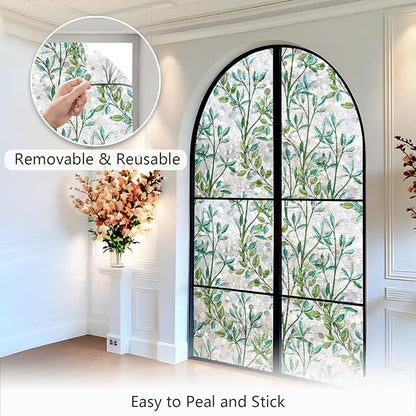 LEMON CLOUD Window Privacy Film, Stained Glass Window Film, Decorative Rainbow Window Clings, Static Cling Non Adhesive Door Stickers, Anti-UV Sun Blocker Heat Control for Home 17.5 x 157.4 inches